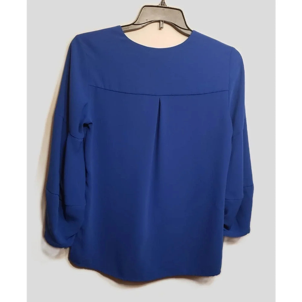 Amanda Uprichard SZ M Blue Milan V Neck Blouse